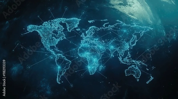 Fototapeta A digital illustration of a global network,