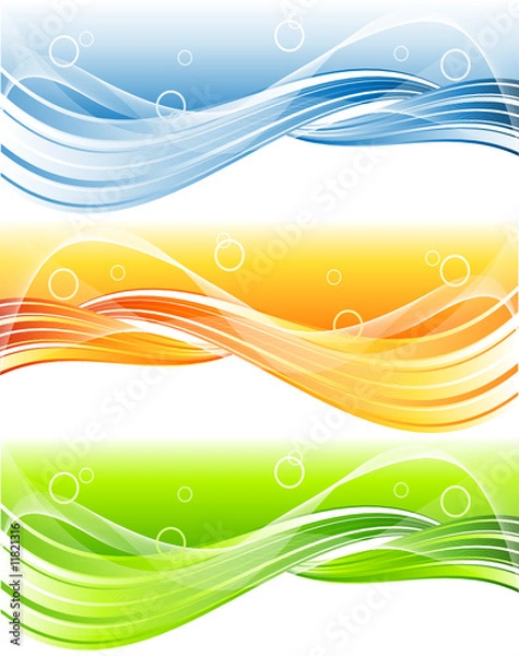 Obraz vector header with wavy lines in three color variations