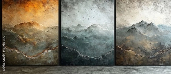 Fototapeta Paint brush strokes decorate an earthy background, creating a textured look