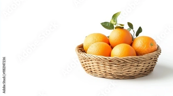 Fototapeta Fresh oranges in a natural setting displaying delicious citrus fruits white background still life photography for healthy living
