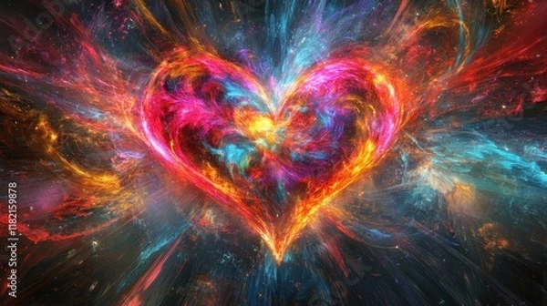 Fototapeta Abstract Expression of Heart Shaped Firework in Vibrant Colors