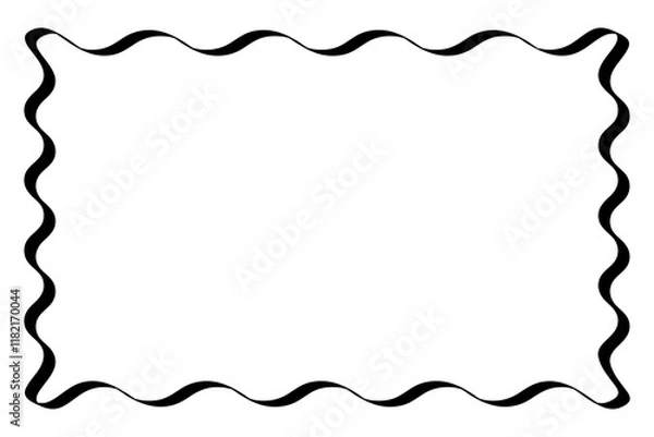 Fototapeta Rectangle doodle scalloped frame isolated. Zigzag wavy edges for text and photo.