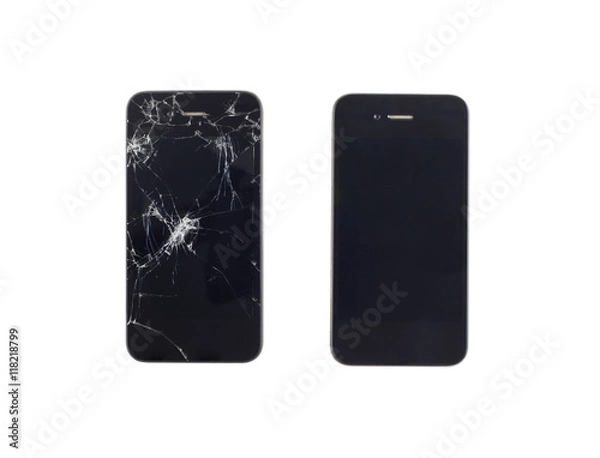Obraz normalny i uszkodzony inteligentny telefon