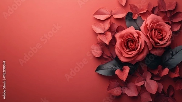 Obraz A laconic greeting card with flowers for Valentine's Day