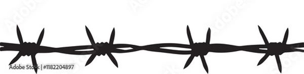 Obraz Barbed wire silhouette vector isolated on white background.