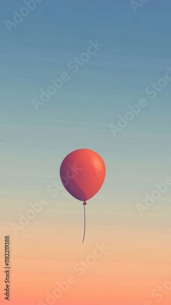 Obraz A Single Red Balloon Floating in the Sky