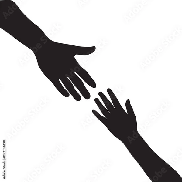 Fototapeta Helping two hands silhouette and vector design