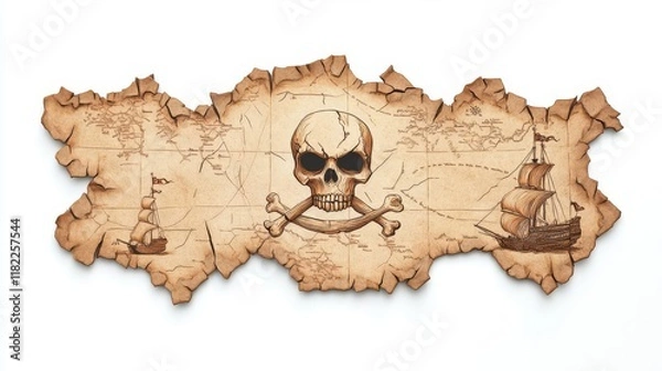 Obraz Pirate treasure map featuring skull and ship illustrations.