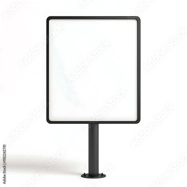 Fototapeta Blank Billboard Mockup:  A clean, modern, and photorealistic rendering of a square billboard with a blank white surface, perfect for showcasing your designs.