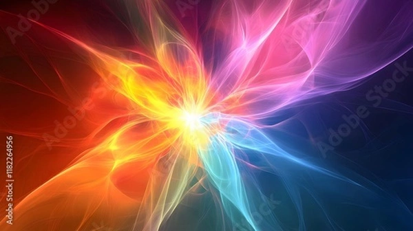 Fototapeta Dynamic color explosion abstract art digital creation vibrant patterns artistic environment wide angle view visual concept