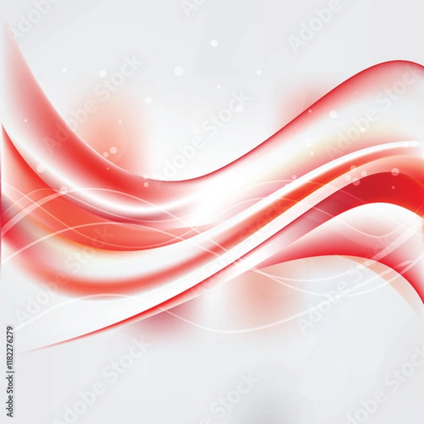 Fototapeta Red White Wave Background Vector