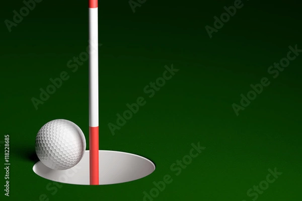 Obraz Golf Ball Hole In One, 3D Rendering