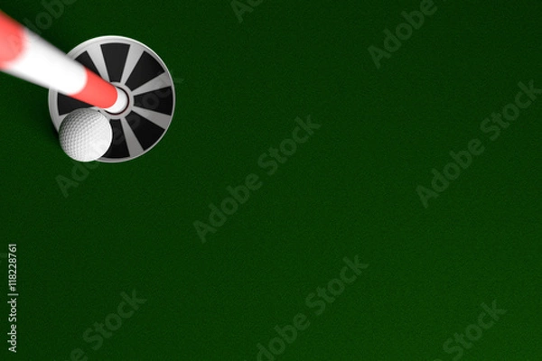 Obraz Golf Ball Hole In One Background, 3D Rendering.