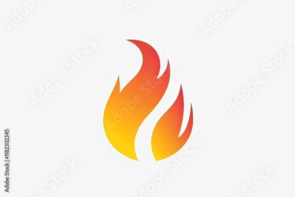 Fototapeta Minimalist flame symbol in orange and yellow gradient. Modern fire logo design on white background. Energy and heat concept for branding and graphic design.