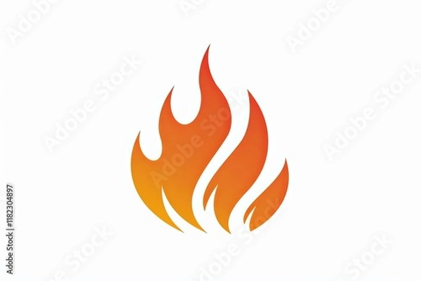 Fototapeta Gradient flame icon with orange and red hues isolated on white background. Modern fire symbol for design and branding.