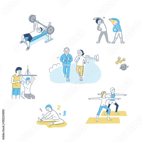 Obraz いろいろな運動やストレッチ　セット