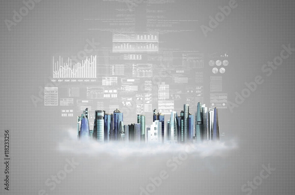 Obraz Virtual Futuristic City Offices