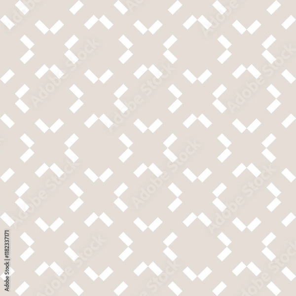 Fototapeta Subtle vector geometric seamless pattern with lines, arrows, squares, grid. Simple minimal abstract beige and white ornament. Modern minimalist background texture. Repeated decorative geo design
