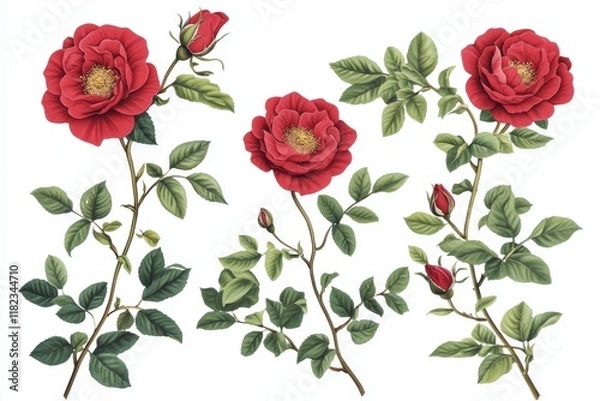 Fototapeta Rose placed on a white background, highlighting full depth of field