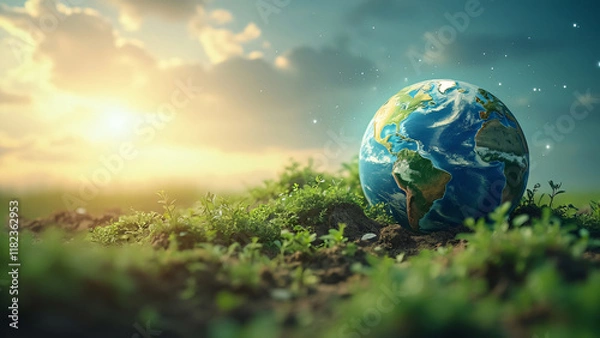 Obraz Earth Day Background, Environment Day, Globe, Nature, Green, Nature Day, Landscape, Background