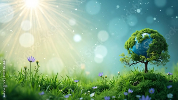 Fototapeta Earth Day Background, Environment Day, Globe, Nature, Green, Nature Day, Landscape, Background