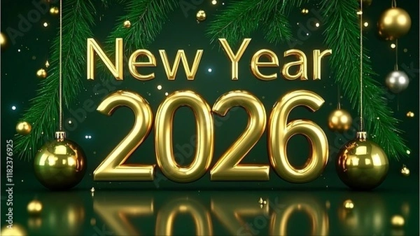 Obraz 3d text new year 2026 gold realistic rendering new year celebration