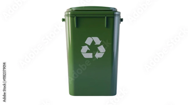 Obraz green recycle bin isolated on white background 