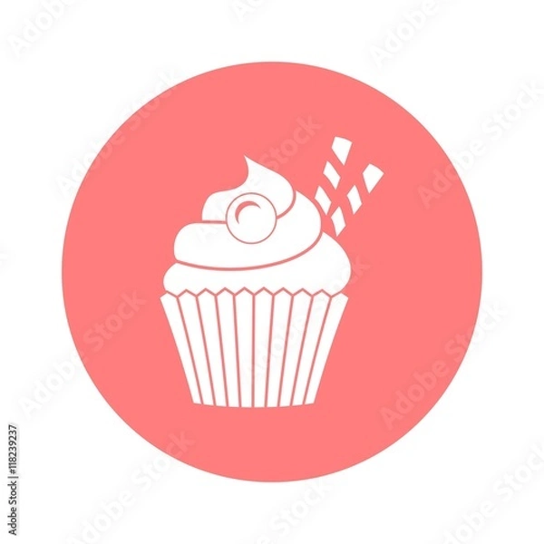 Fototapeta Vector cupcake flat icon symbol