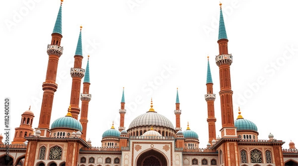 Fototapeta Photo of Mosque and Minaret isolated on transparent background 