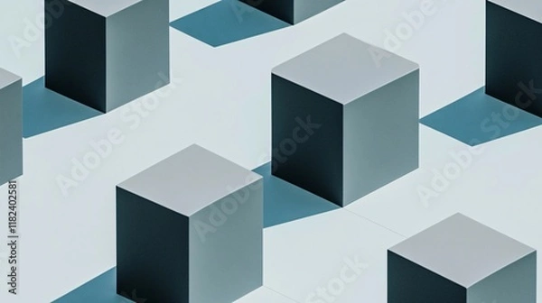 Fototapeta Abstract Gray Cubes Minimalist Geometric Pattern Background