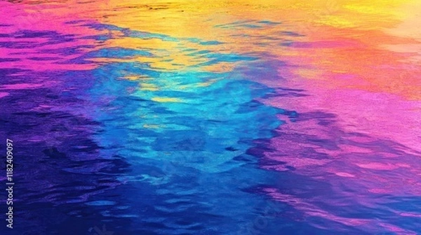 Fototapeta Vibrant rainbow reflection on water.