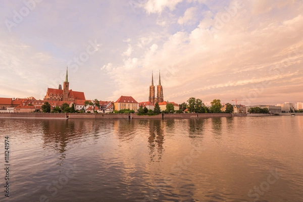 Obraz Wrocław, Zachód słońca na zabytkową dzielnicą