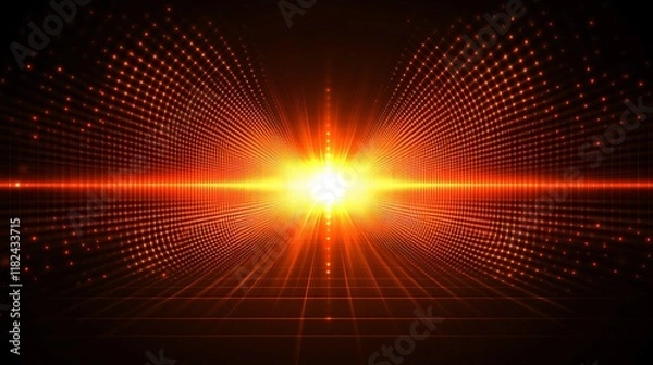Fototapeta Abstract Orange Light Grid Tunnel Background