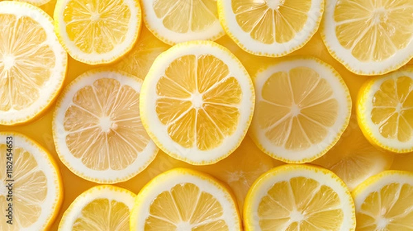 Obraz A close-up pattern of fresh lemon slices.