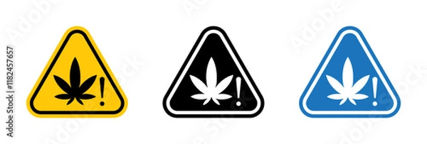 Fototapeta Cannabis packaging warning signs vector set for UI designs
