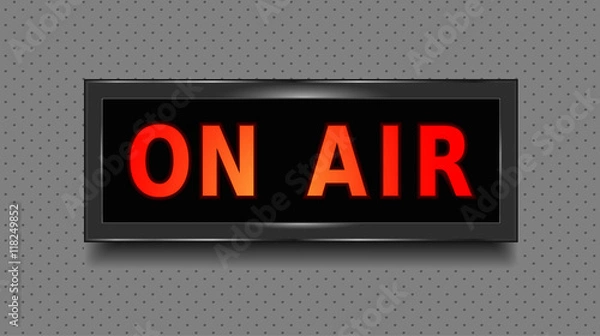 Obraz Znak na powietrzu. Studio nagrań radiowych On Air Lightbox do oglądania telewizji na żywo i nagrywania dźwięku. Ilustracji wektorowych