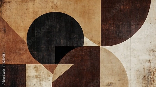 Obraz Abstract Geometric Artwork Featuring Earthy Tones and Shapes