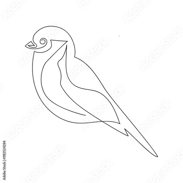 Fototapeta Bird in one continuous line. One line drawing, minimalism. Vector illustration.