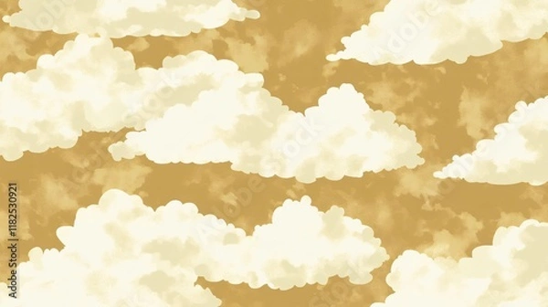 Fototapeta Golden Hour Cloudscape, Seamless Sky Pattern