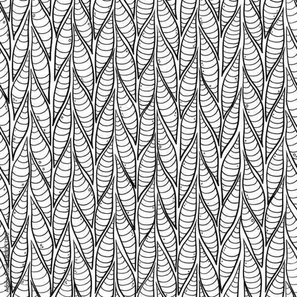 Obraz Tropic leaves sennit seamless vector pattern for fashion textile, backgroung, wrapping paper, coloring antistress books