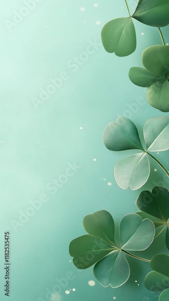 Obraz Celebrate the luck of the Irish! This festive St. Patrick’s Day background features a vibrant green hue, subtle bokeh effects, and classic holiday decorations, perfect for your designs and celebrate.