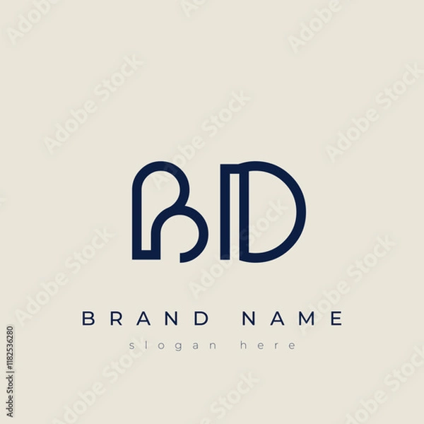 Fototapeta B and D logo design. BD abstract Letters Logo Monogram. This logo design is the process of creating a visual symbol that represents a brand, company, or individual.