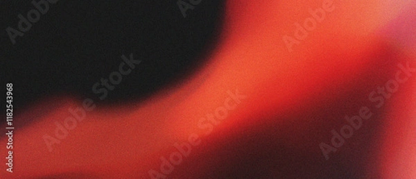 Obraz Abstract fiery gradient with vibrant red, grain noise texture, swirling flow on dark background, Intensity, passion, drama, danger, mystery concept for website banner poster design background