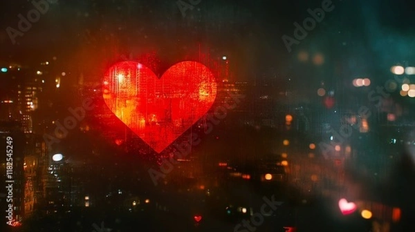 Fototapeta Heart-shaped red gradient floating in the air