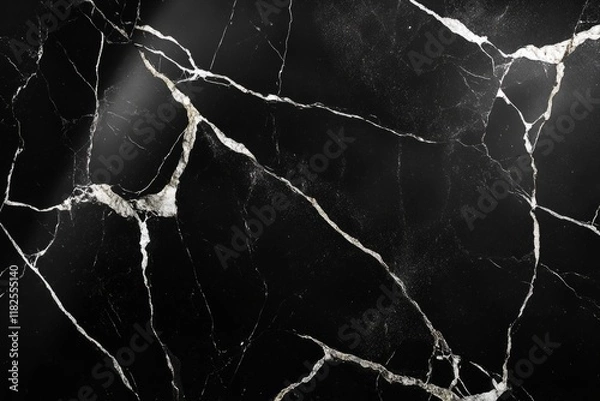 Fototapeta Black marble texture with golden veins and cracks creating a luxurious and elegant design
