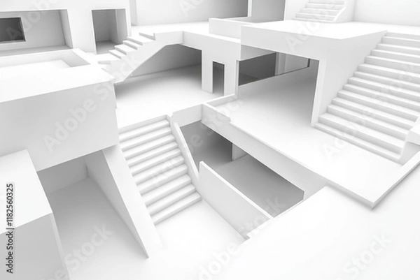 Obraz A modern building with stairs, ideal for use in architecture and cityscape scenes