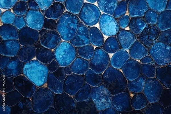 Fototapeta Polished blue sodalite stone surface forming a textured background, ideal for design projects
