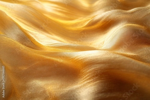 Fototapeta Smooth golden fabric flowing and creating elegant waves, perfect for backgrounds and textures