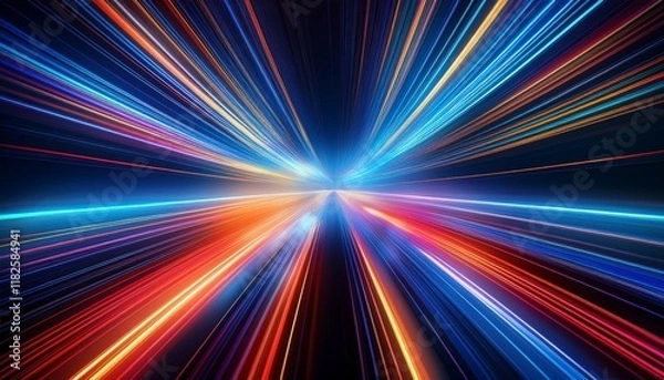 Obraz light speed abstract lines blur motion effect of hyper speed warp background for poster