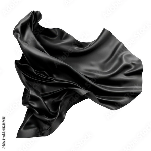 Fototapeta Black silk flying. Isolated on transparent background.